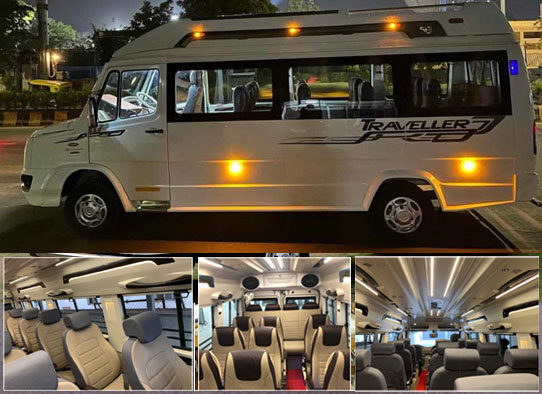 16 seater 2x1 luxury tempo traveller hire gurgaon noida delhi