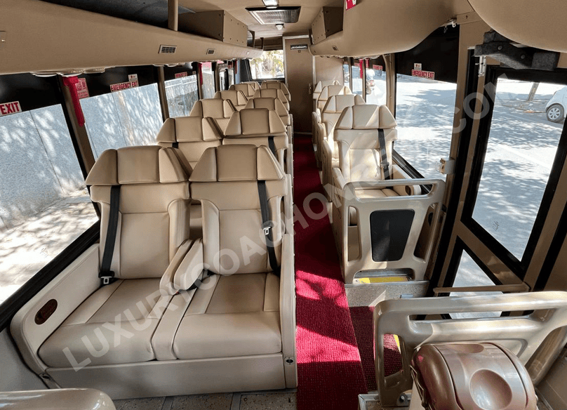 16 seater sml isuzu luxury coach with washroom hire in delhi gurgaon