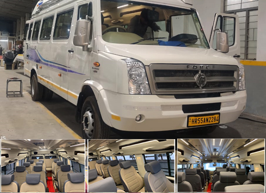 12 seater deluxe 1x1 tempo traveller on rent gurgaon delhi