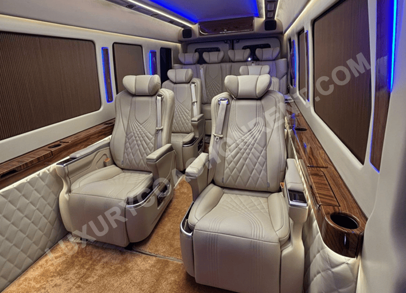 10 seater force urbania ultra luxury van with massager recliner motorized modified seats on rent in delhi