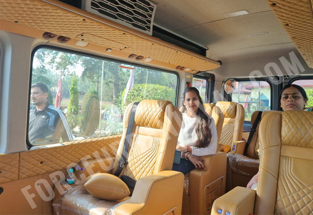 ultra luxury 10+1 seater force urbania van with recliner massager motorized seats hire in delhi