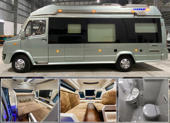 luxury caravan with toilet washroom sofa bed hire in delhi gurgaon